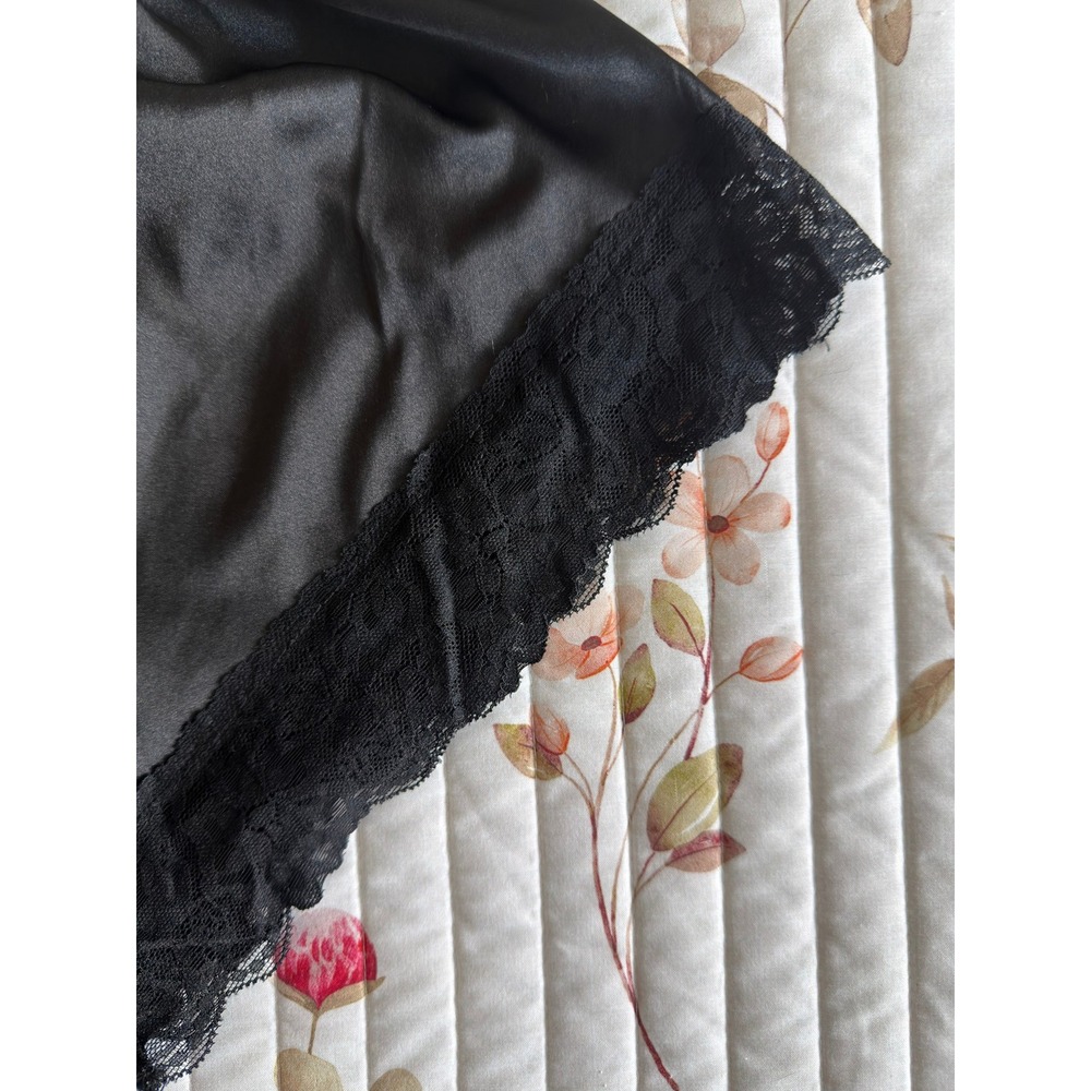 Silky Satin Lace Trim Tap Shorts Coquette Dollette Sleep Womens Black XS - Picture 3 of 4